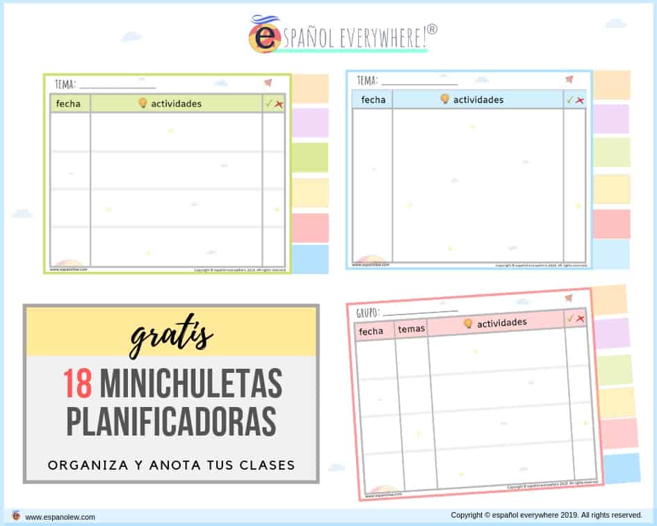 español everywhere. actividades y juegos para clases de español para niños de primaria. ELE creativo. Organizadores y planificadores para tus clases.