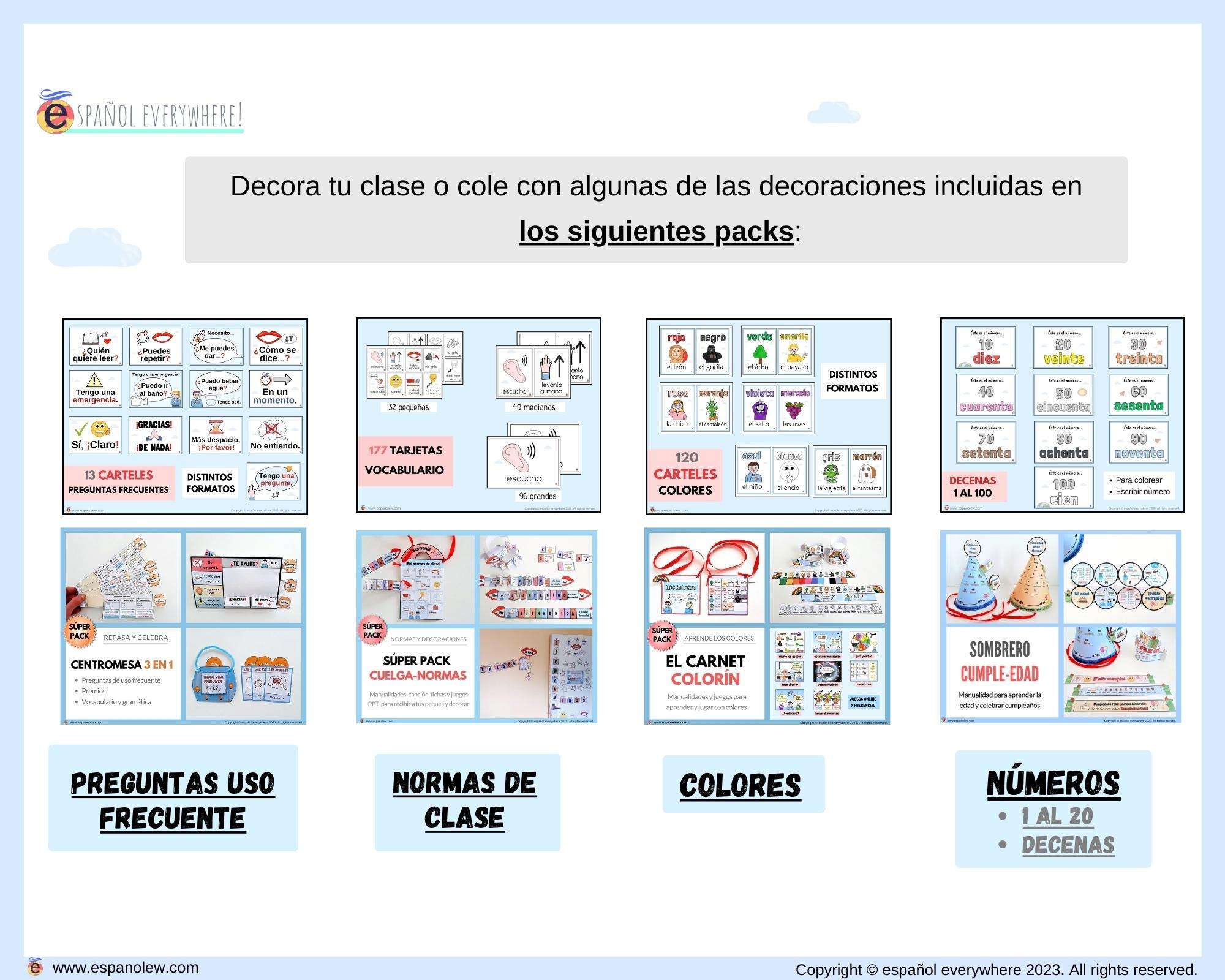 Carteles con expresiones útiles para niños. Decoraciones para el aula.  Carteles con preguntas de uso frecuente en clase de español. (2) | español  everywhere