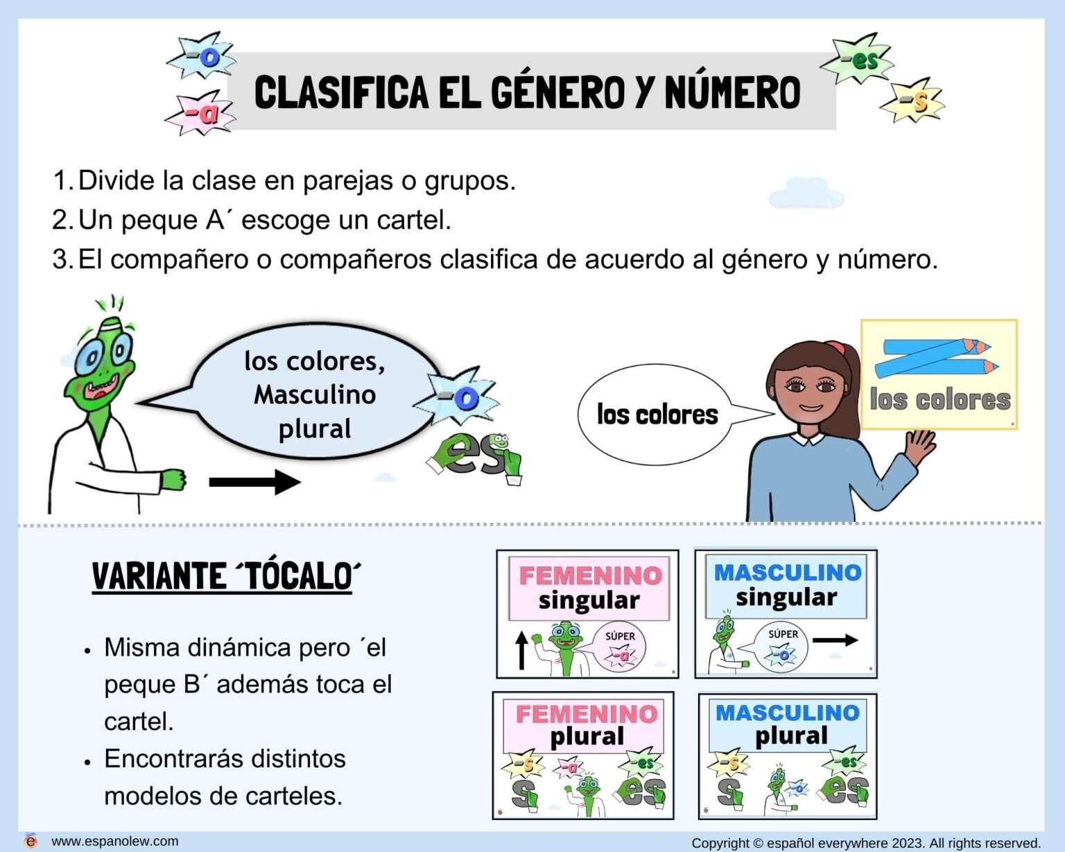 Concordancia Género Y Número En Clase De Español Para Niños Sustantivos Ejercicios Juegos Y 1916