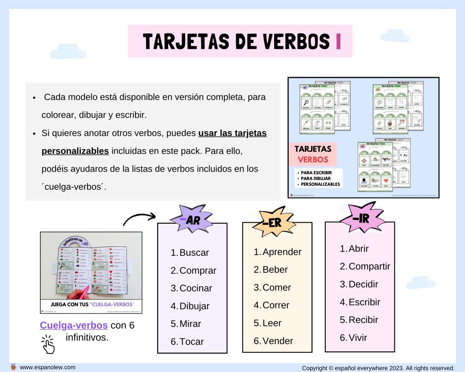 Tarjetas De Verbos Actividades Y Juegos Para Aprender Lso Verbos En Español Ideas Para La 8071