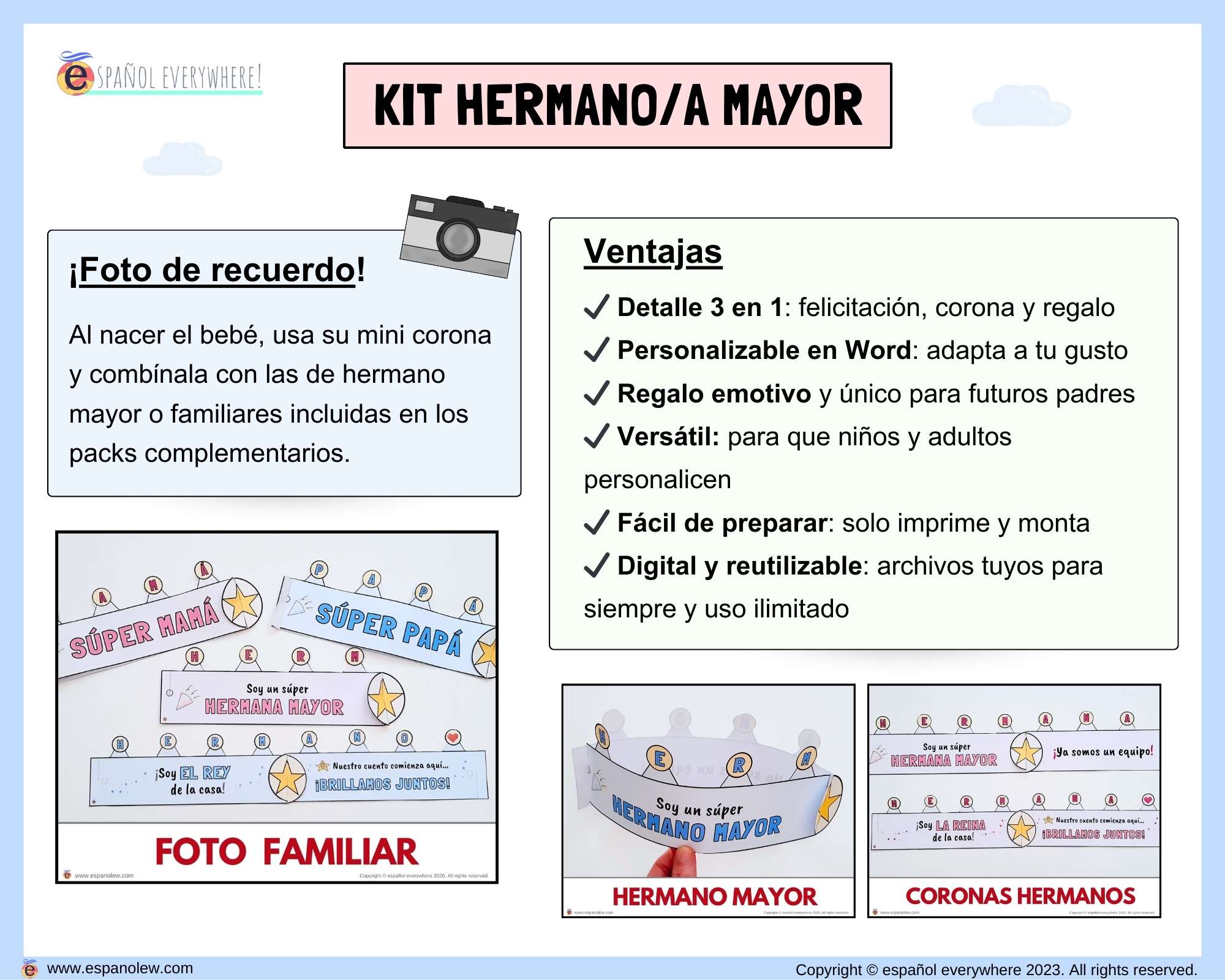 Actividad para hermanos. Experiencia familiar. Kit bienvenida hermano mayor. Nacimiento nuevo hermanito. Llegada del bebé (4)