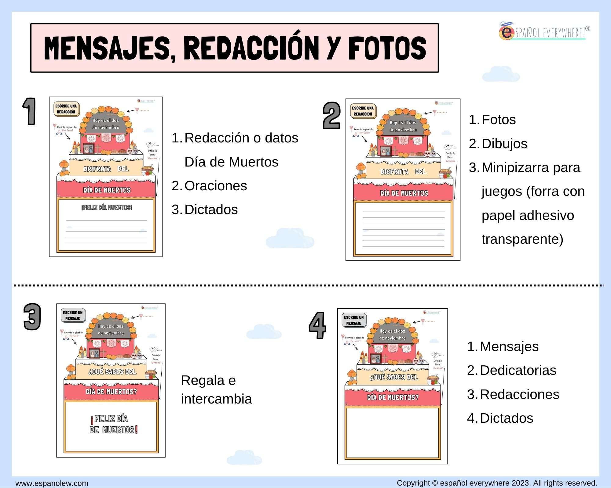 Manualidades y juegos día de muertos. Clase de español para niños (118)