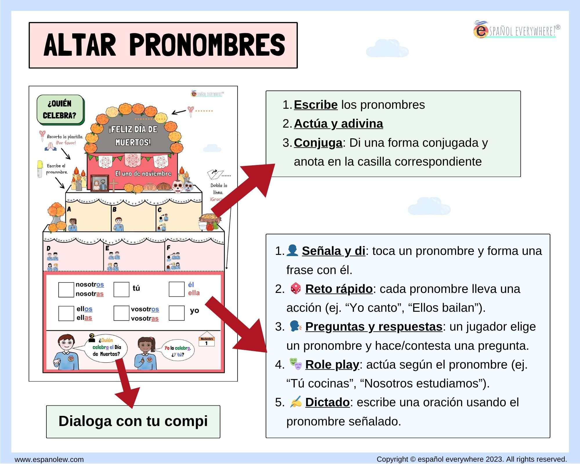 Manualidades y juegos día de muertos. Clase de español para niños (131)