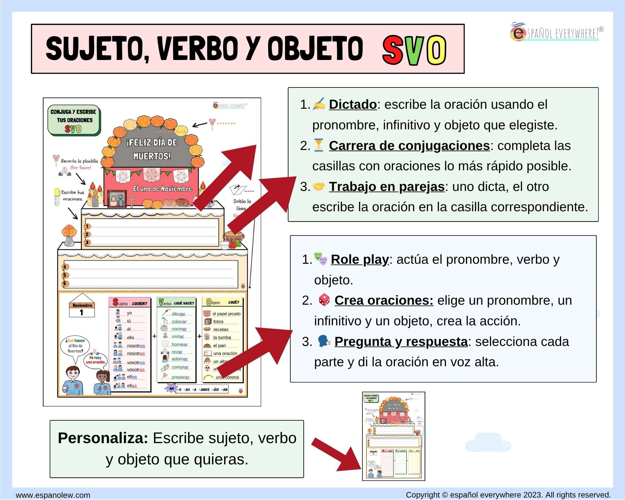 Manualidades y juegos día de muertos. Clase de español para niños (142)