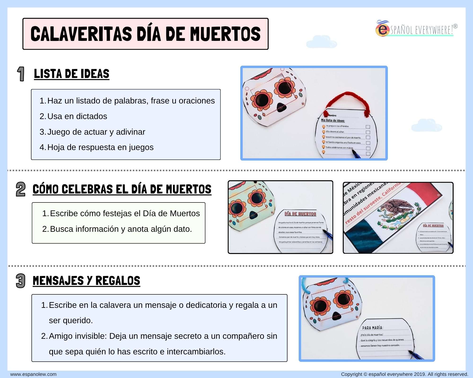 Manualidades y juegos día de muertos. Clase de español para niños (47)