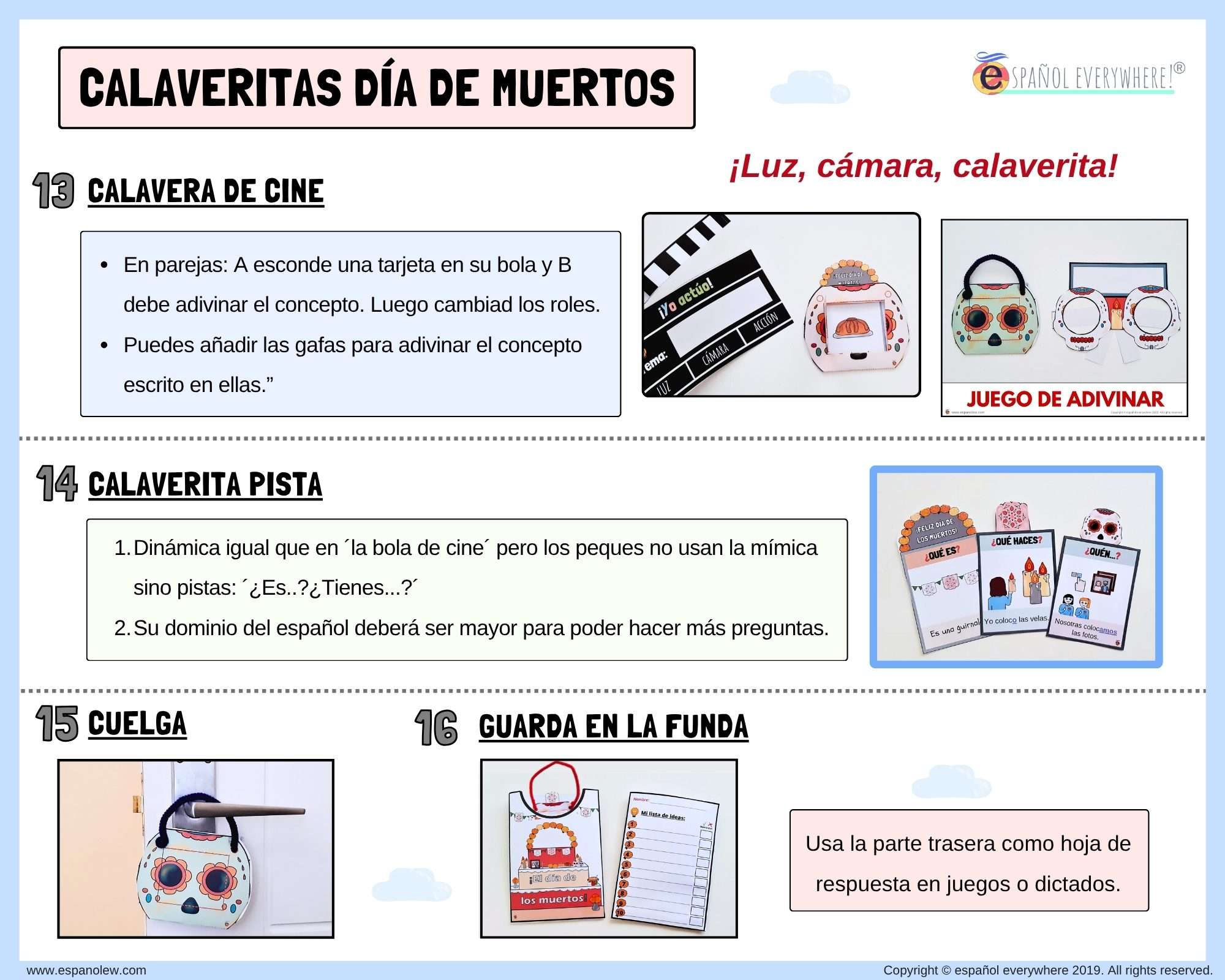 Manualidades y juegos día de muertos. Clase de español para niños (51)