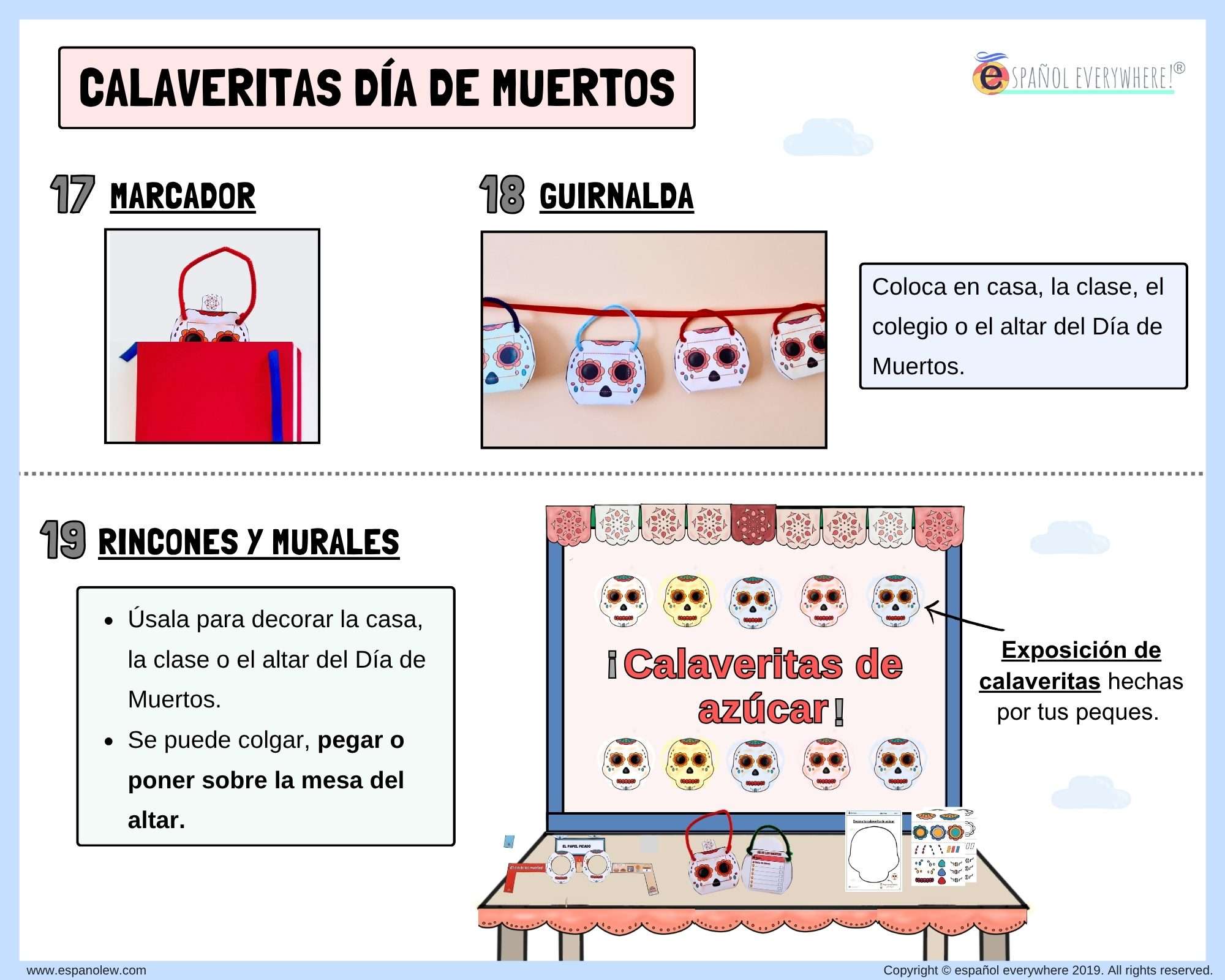Manualidades y juegos día de muertos. Clase de español para niños (52)