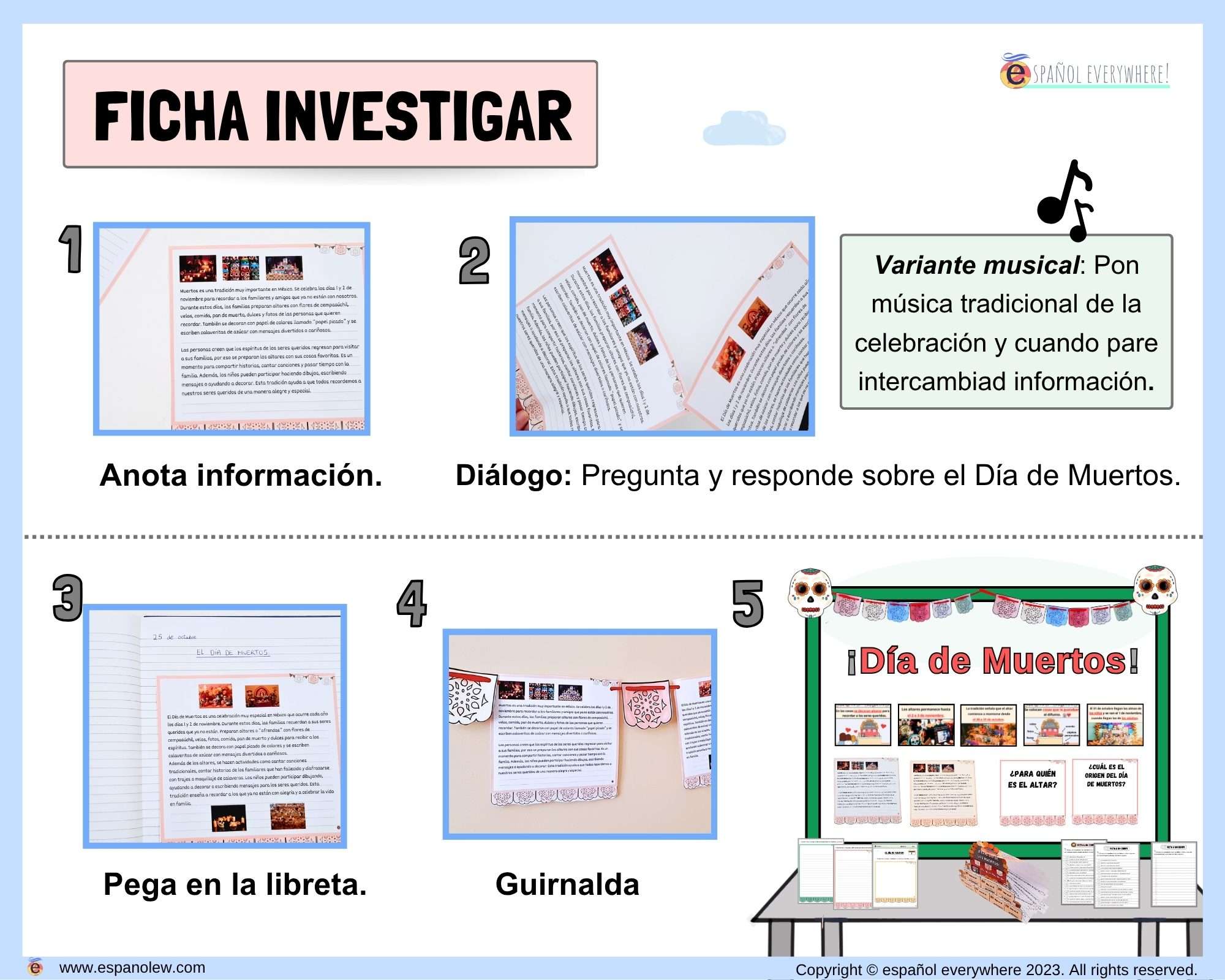 Manualidades y juegos día de muertos. Clase de español para niños (59)