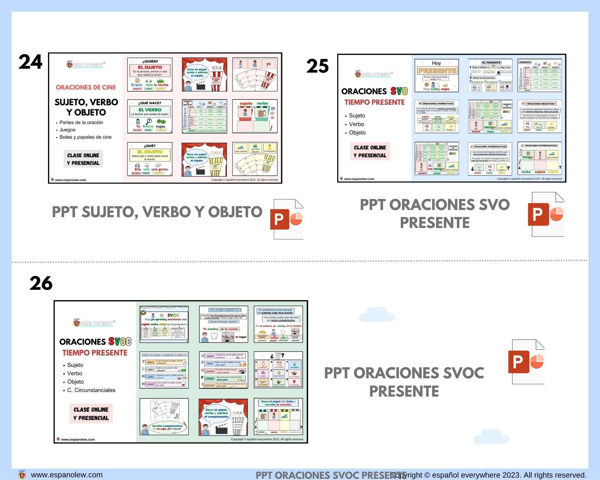 Partes de la oración. Actividades y juegos (2)