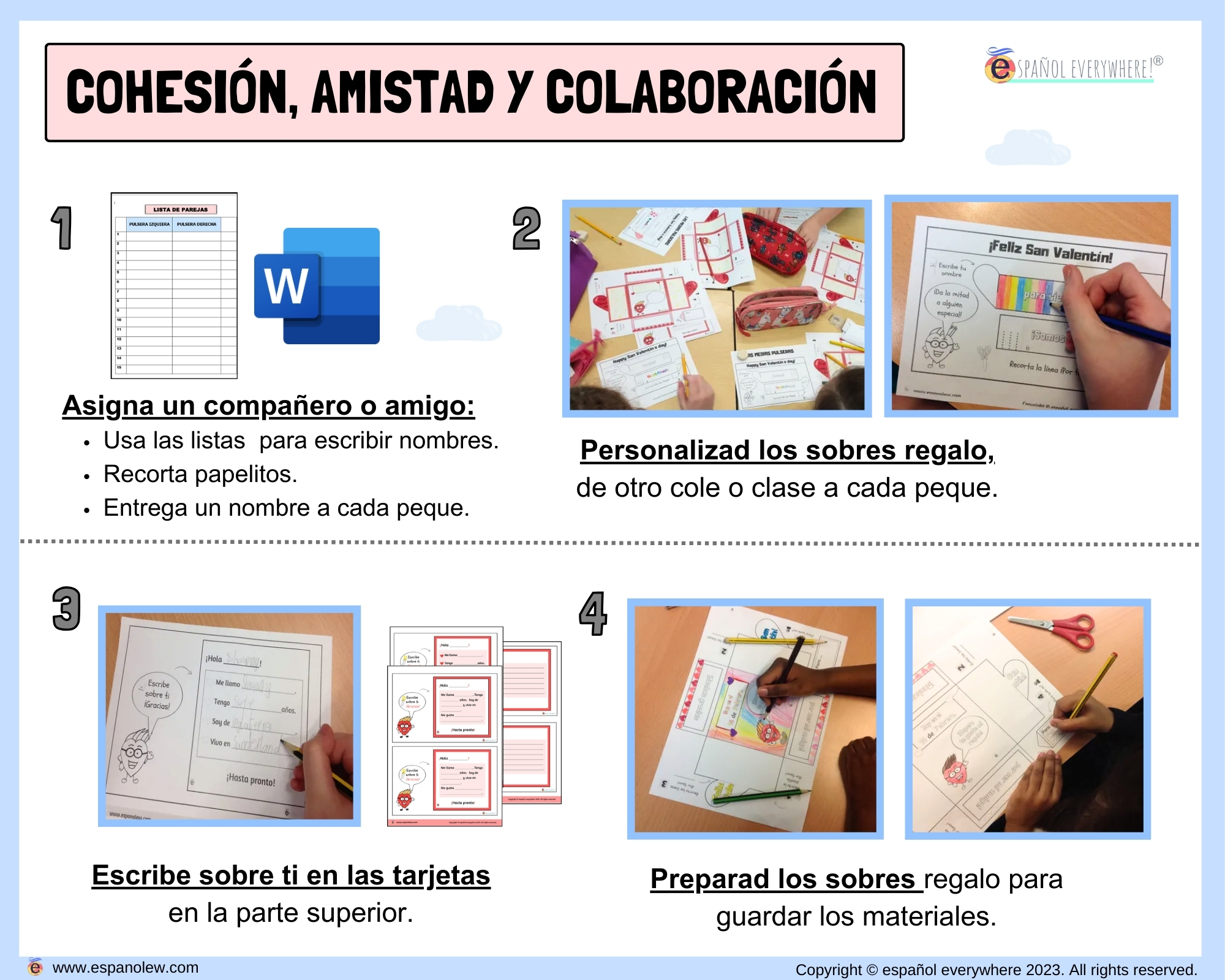 Actividades amistad y compañerismo. Ideas para San Balentín. Regalos e intercambios con colegios. (73)