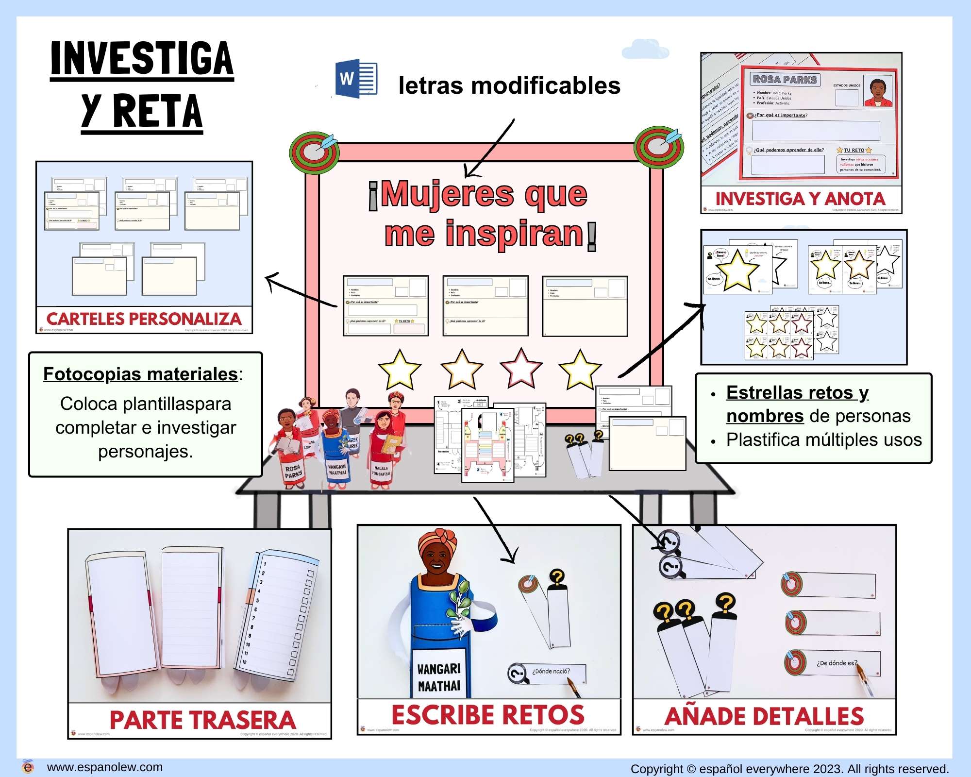 Hombres y mujeres líderes de la sociedad. Juegos y Proyectos culturales clase de español. 8M Día de la mujer (1)