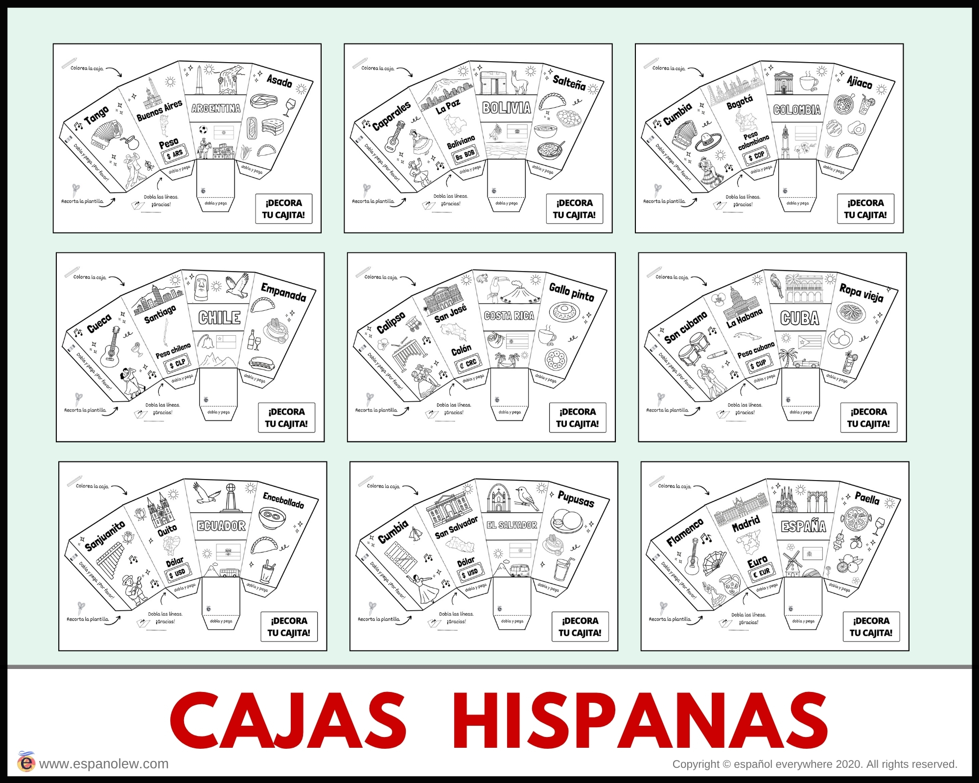 Actividades Cultura Española e Hispana Meriendas Culturales y Snacks del Mundo Hispano Países Hispanohablantes para Aula (Imprimible) (16)