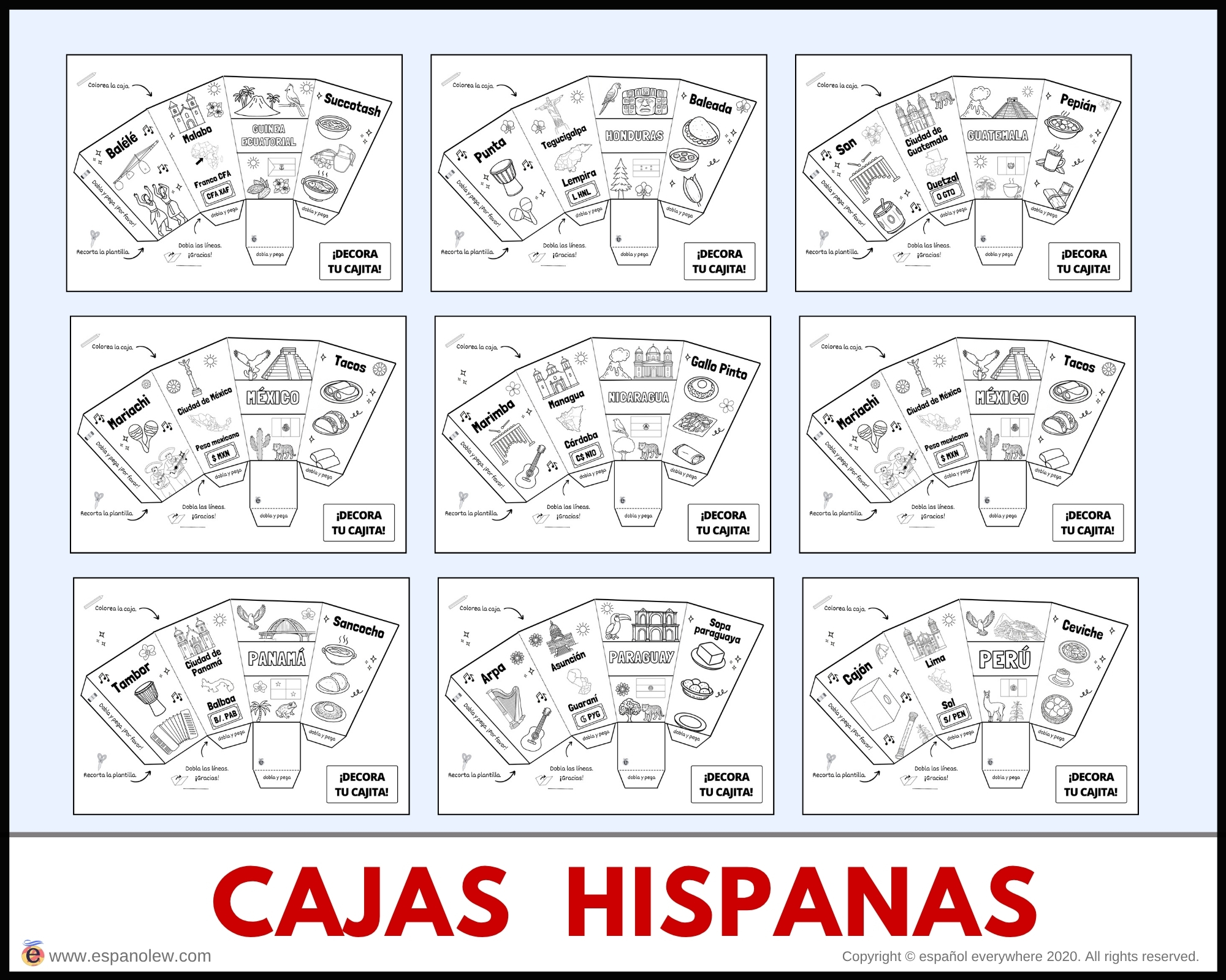 Actividades Cultura Española e Hispana Meriendas Culturales y Snacks del Mundo Hispano Países Hispanohablantes para Aula (Imprimible) (17)