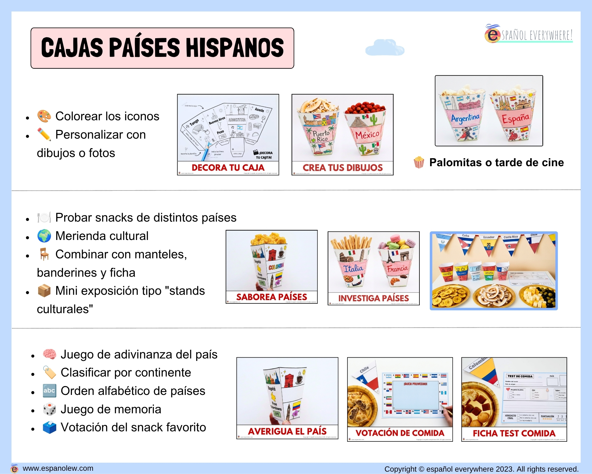 Actividades Cultura Española e Hispana Meriendas Culturales y Snacks del Mundo Hispano Países Hispanohablantes para Aula (Imprimible) (4)