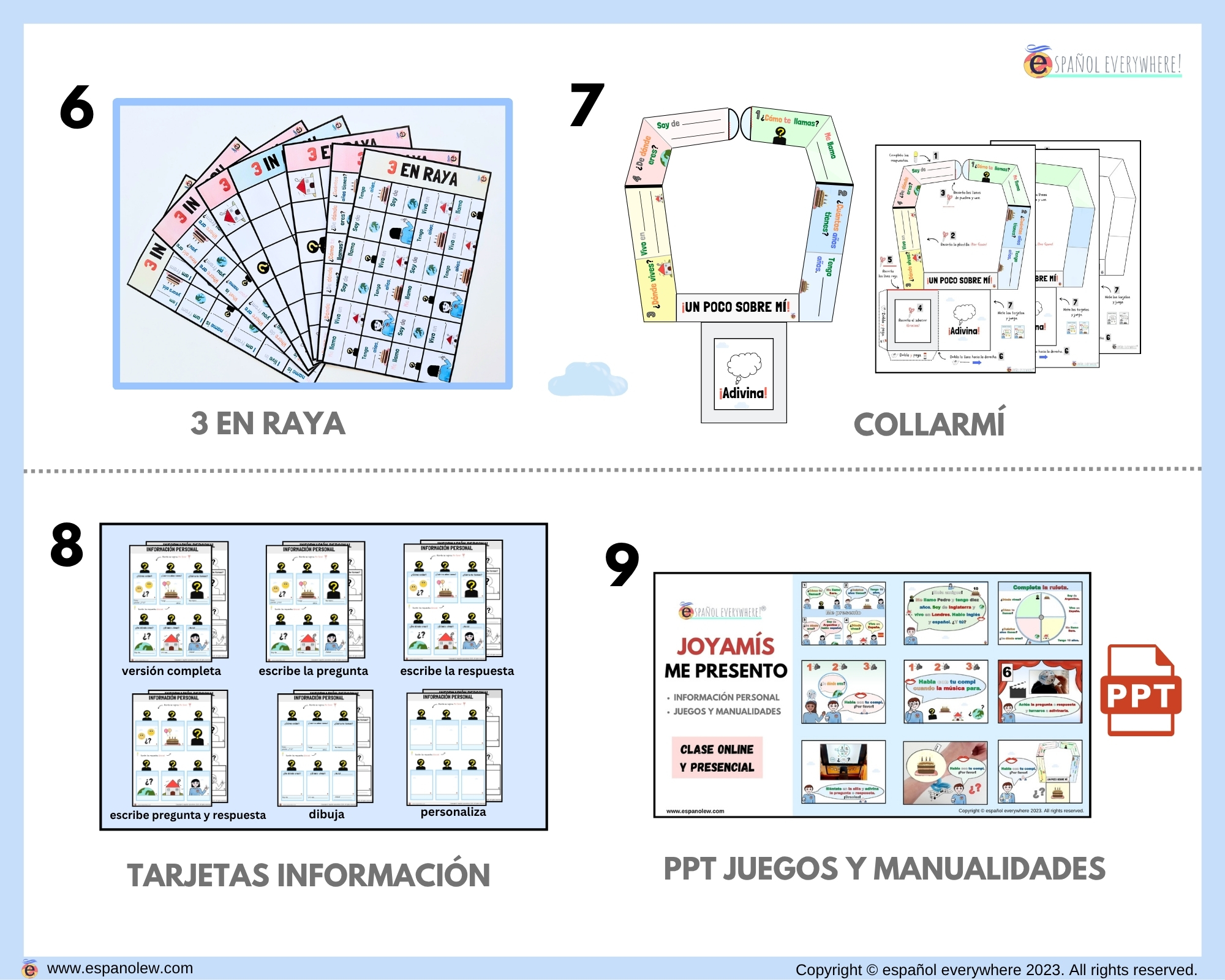 Actividades y juegos para presentarse. Vuelta al cole. Español para niños (1)