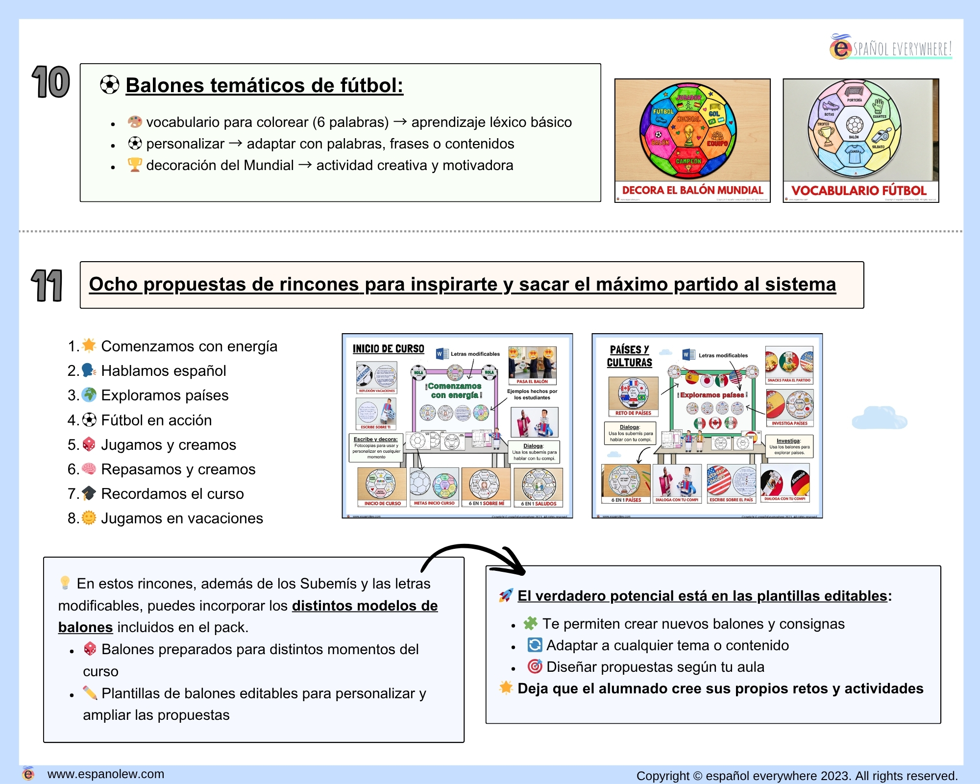 Materiales de fútbol para la clase de español ELE en Primaria Expresión oral, vocabulario, gramática, conjugación de verbos, países hispanohablantes, Mundial y actividades manipulativas (1)