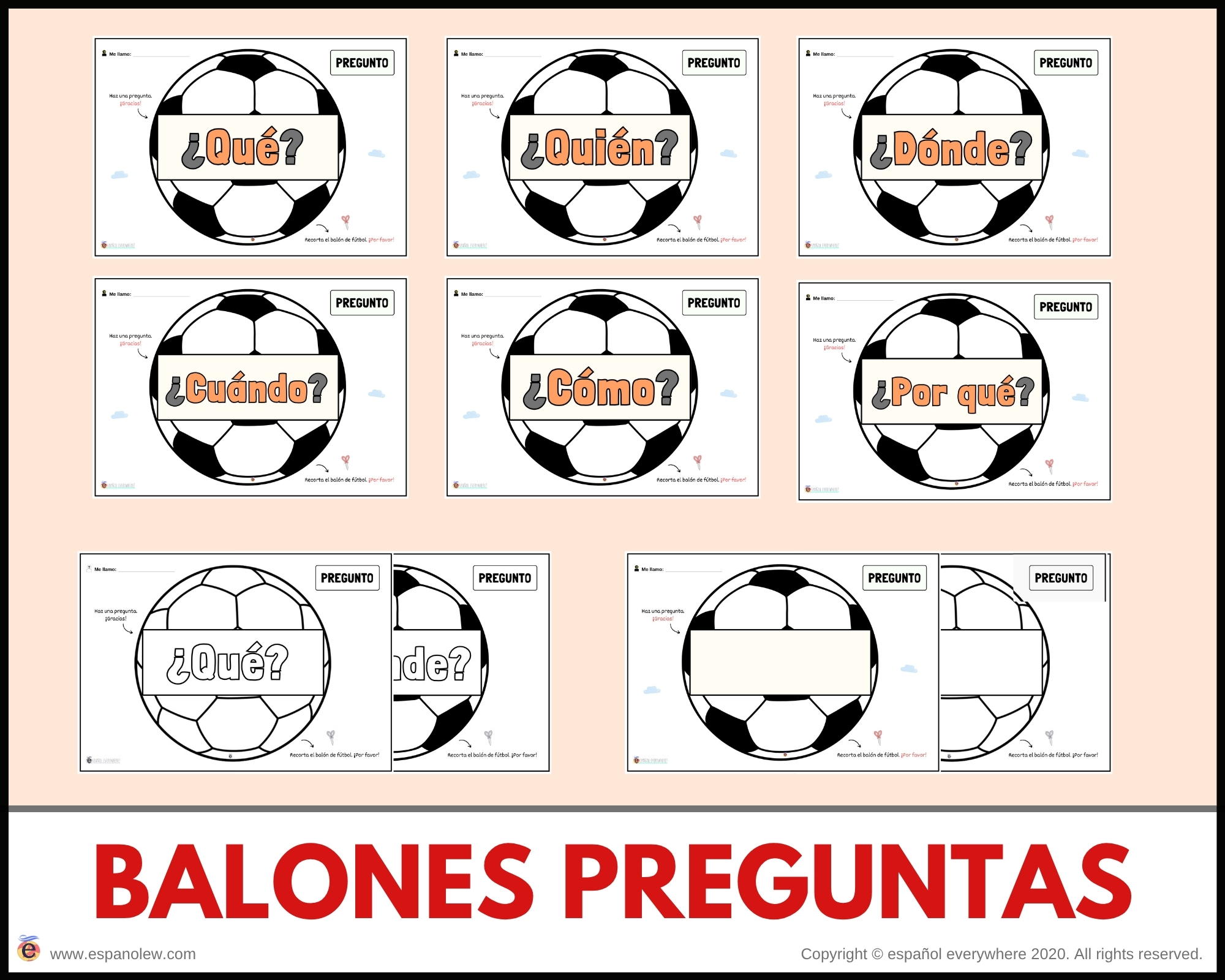 Materiales de fútbol para la clase de español ELE en Primaria Expresión oral, vocabulario, gramática, conjugación de verbos, países hispanohablantes, Mundial y actividades manipulativas (102)