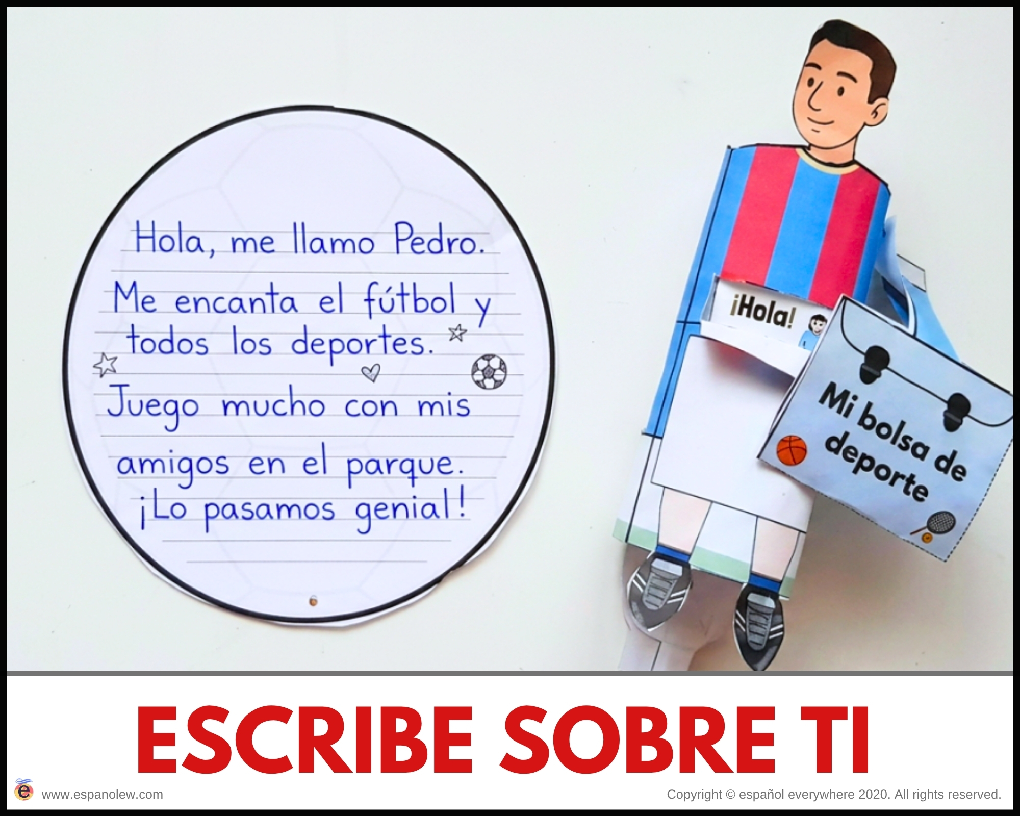 Materiales de fútbol para la clase de español ELE en Primaria Expresión oral, vocabulario, gramática, conjugación de verbos, países hispanohablantes, Mundial y actividades manipulativas (127)