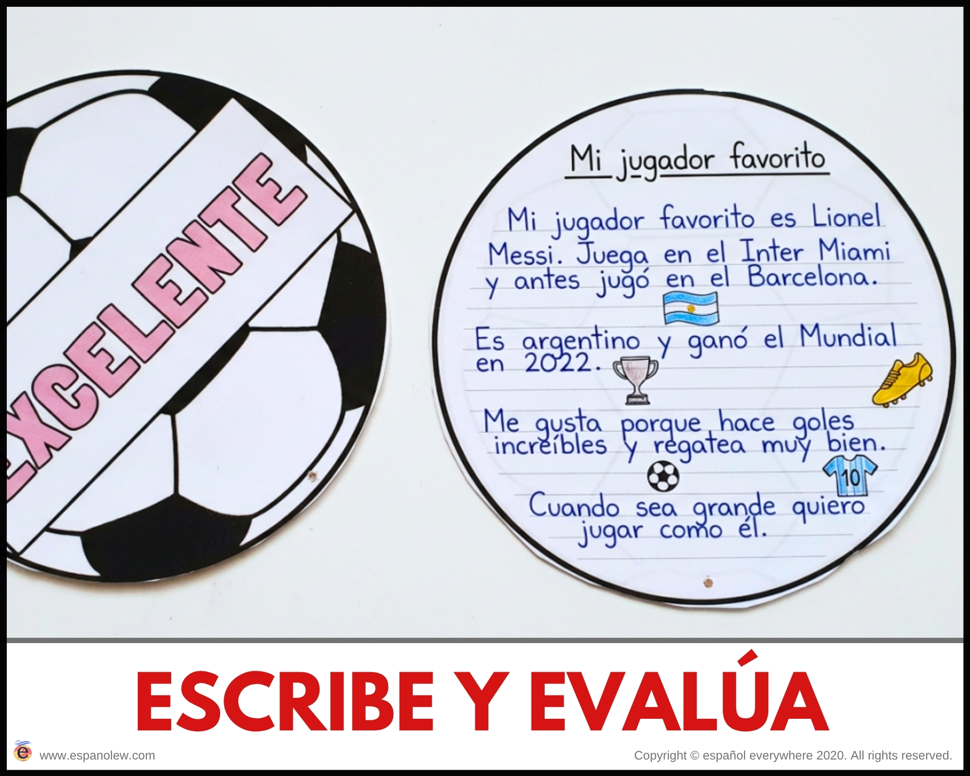 Materiales de fútbol para la clase de español ELE en Primaria Expresión oral, vocabulario, gramática, conjugación de verbos, países hispanohablantes, Mundial y actividades manipulativas (128)