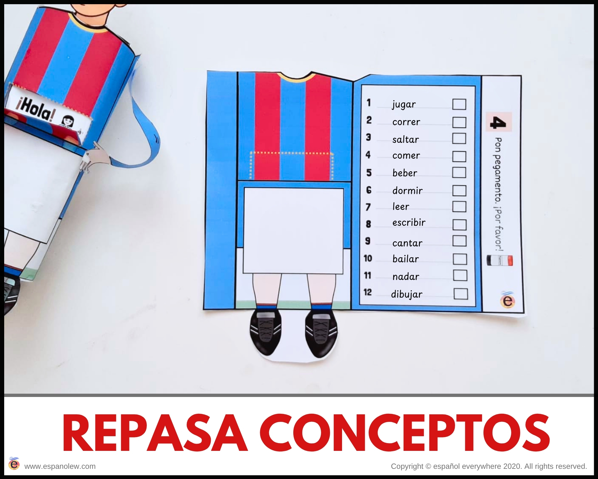 Materiales de fútbol para la clase de español ELE en Primaria Expresión oral, vocabulario, gramática, conjugación de verbos, países hispanohablantes, Mundial y actividades manipulativas (133)