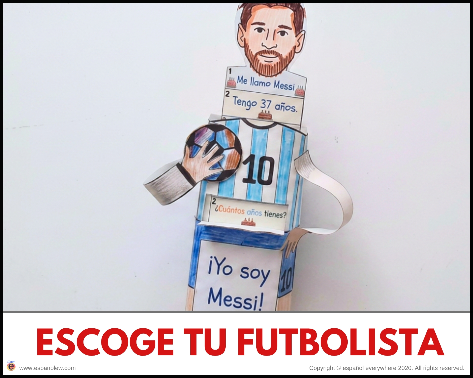 Materiales de fútbol para la clase de español ELE en Primaria Expresión oral, vocabulario, gramática, conjugación de verbos, países hispanohablantes, Mundial y actividades manipulativas (135)