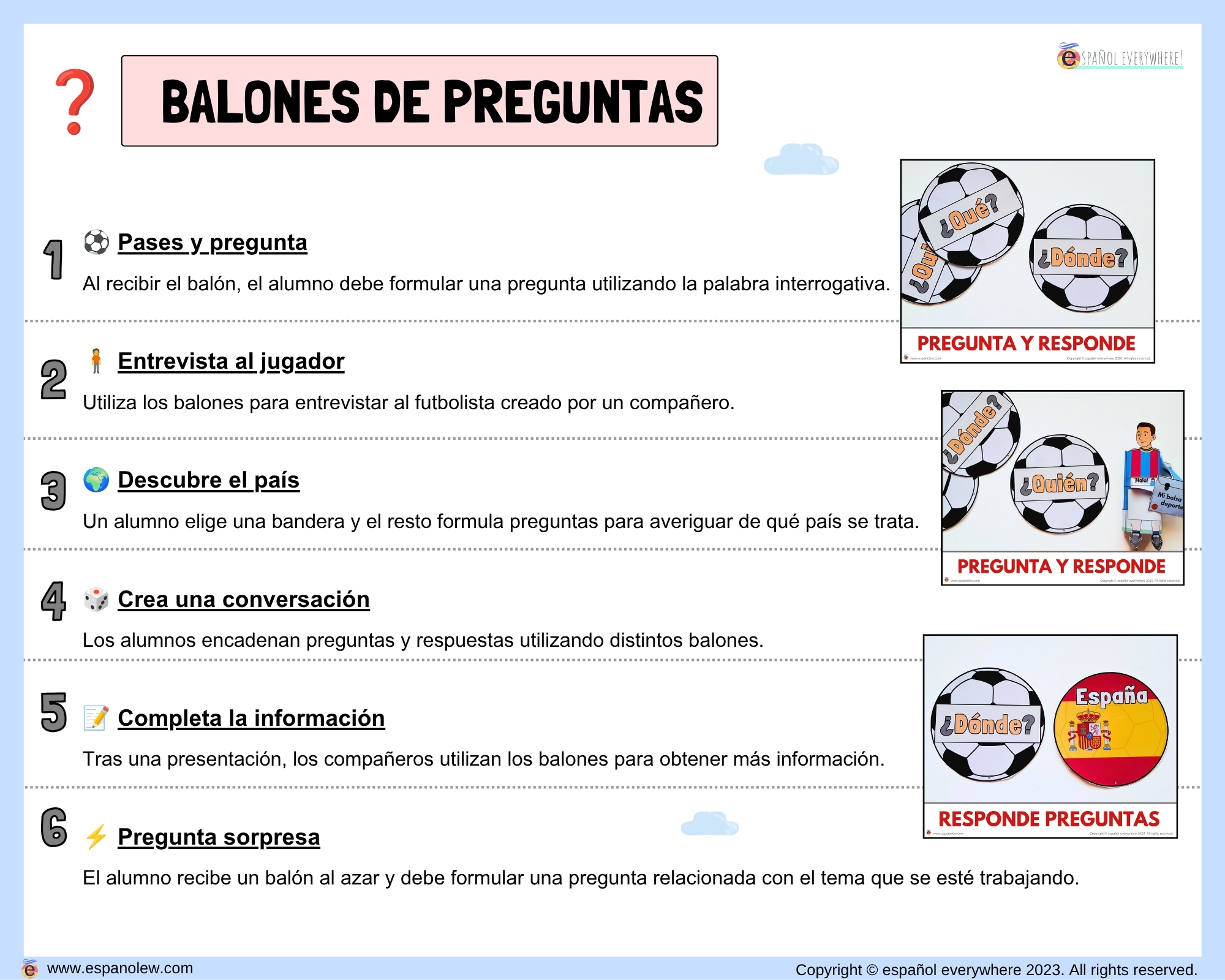 Materiales de fútbol para la clase de español ELE en Primaria Expresión oral, vocabulario, gramática, conjugación de verbos, países hispanohablantes, Mundial y actividades manipulativas (18)