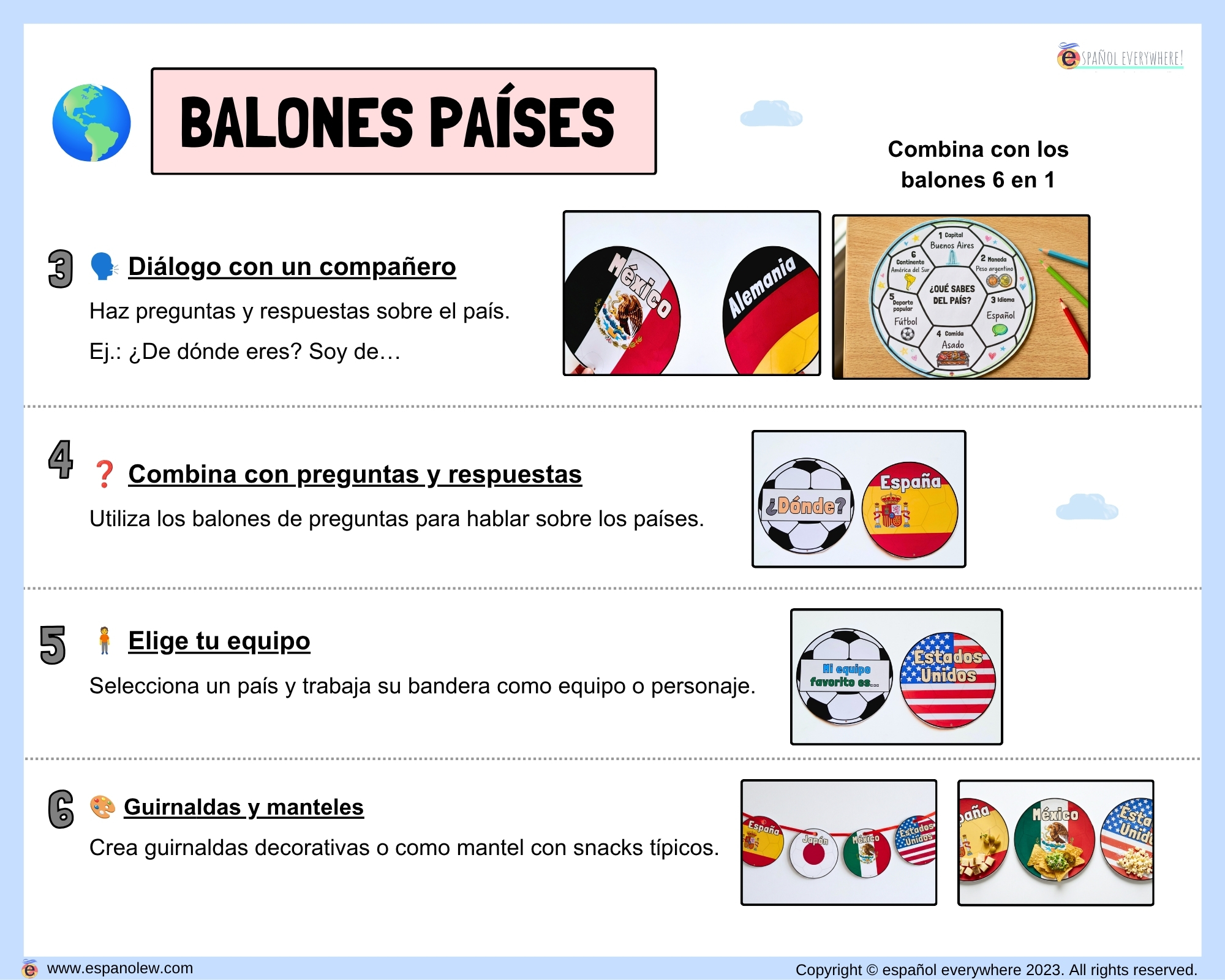 Materiales de fútbol para la clase de español ELE en Primaria Expresión oral, vocabulario, gramática, conjugación de verbos, países hispanohablantes, Mundial y actividades manipulativas (27)