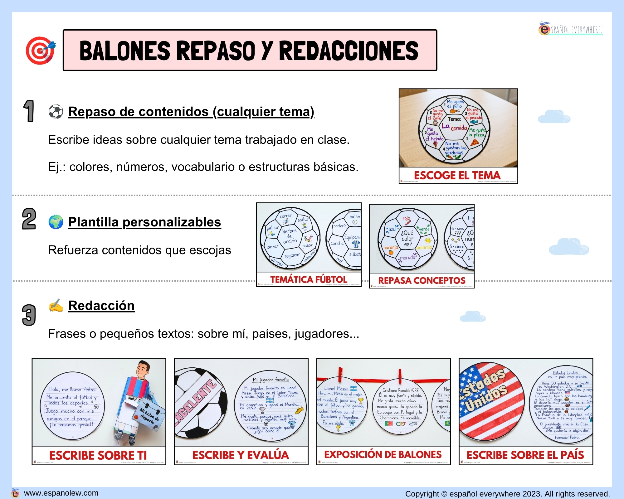 Materiales de fútbol para la clase de español ELE en Primaria Expresión oral, vocabulario, gramática, conjugación de verbos, países hispanohablantes, Mundial y actividades manipulativas (28)