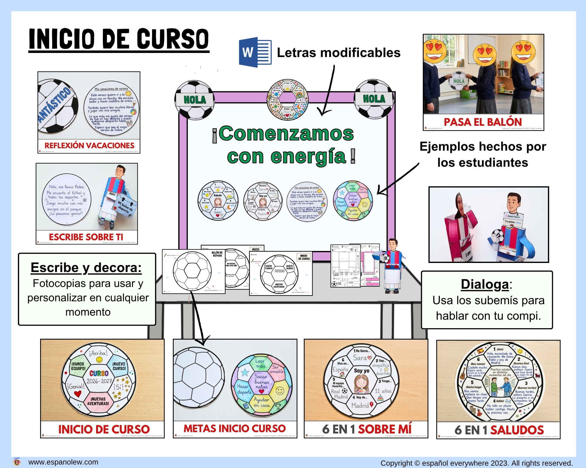 Materiales de fútbol para la clase de español ELE en Primaria Expresión oral, vocabulario, gramática, conjugación de verbos, países hispanohablantes, Mundial y actividades manipulativas (3)