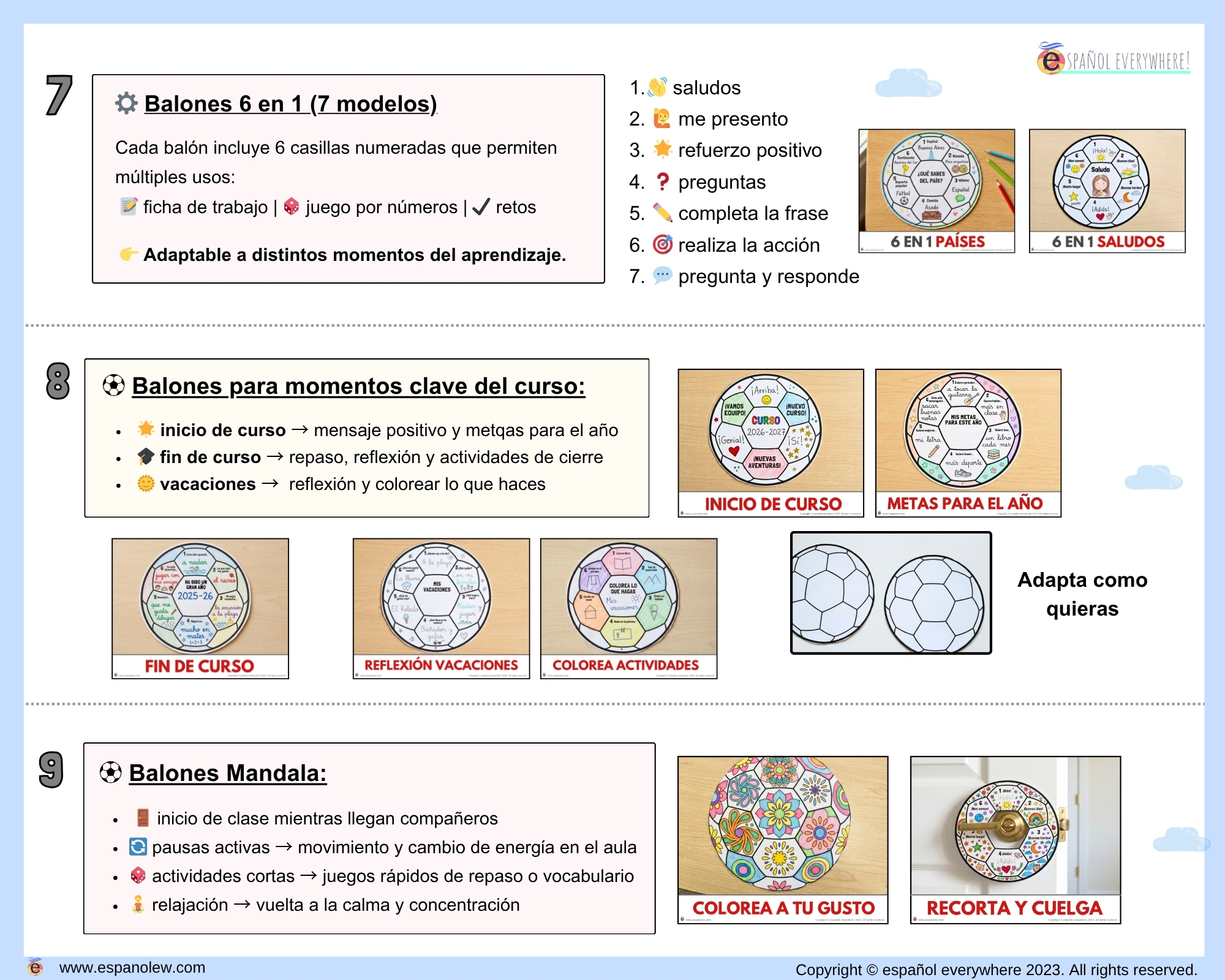 Materiales de fútbol para la clase de español ELE en Primaria Expresión oral, vocabulario, gramática, conjugación de verbos, países hispanohablantes, Mundial y actividades manipulativas (3)