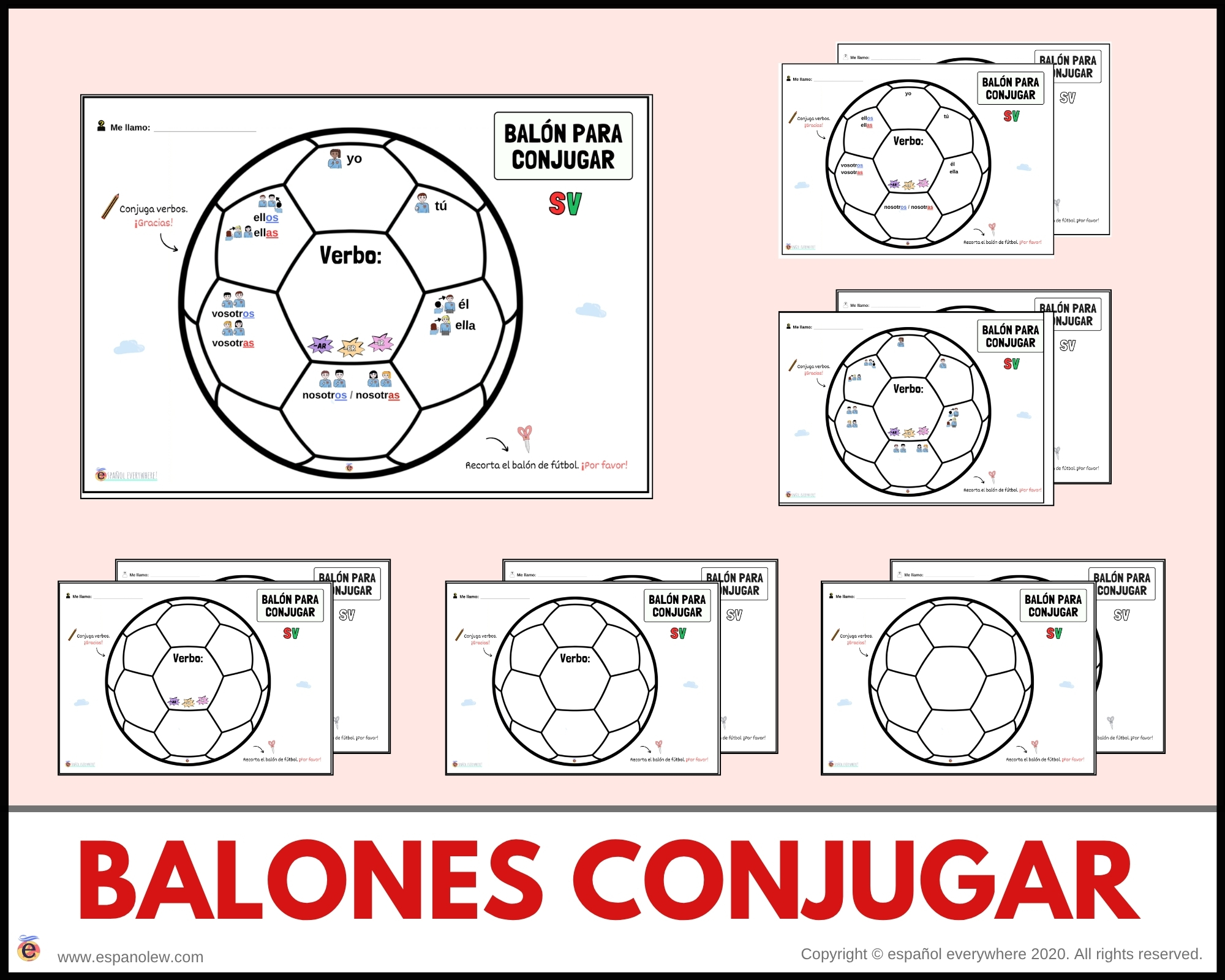 Materiales de fútbol para la clase de español ELE en Primaria Expresión oral, vocabulario, gramática, conjugación de verbos, países hispanohablantes, Mundial y actividades manipulativas (56)