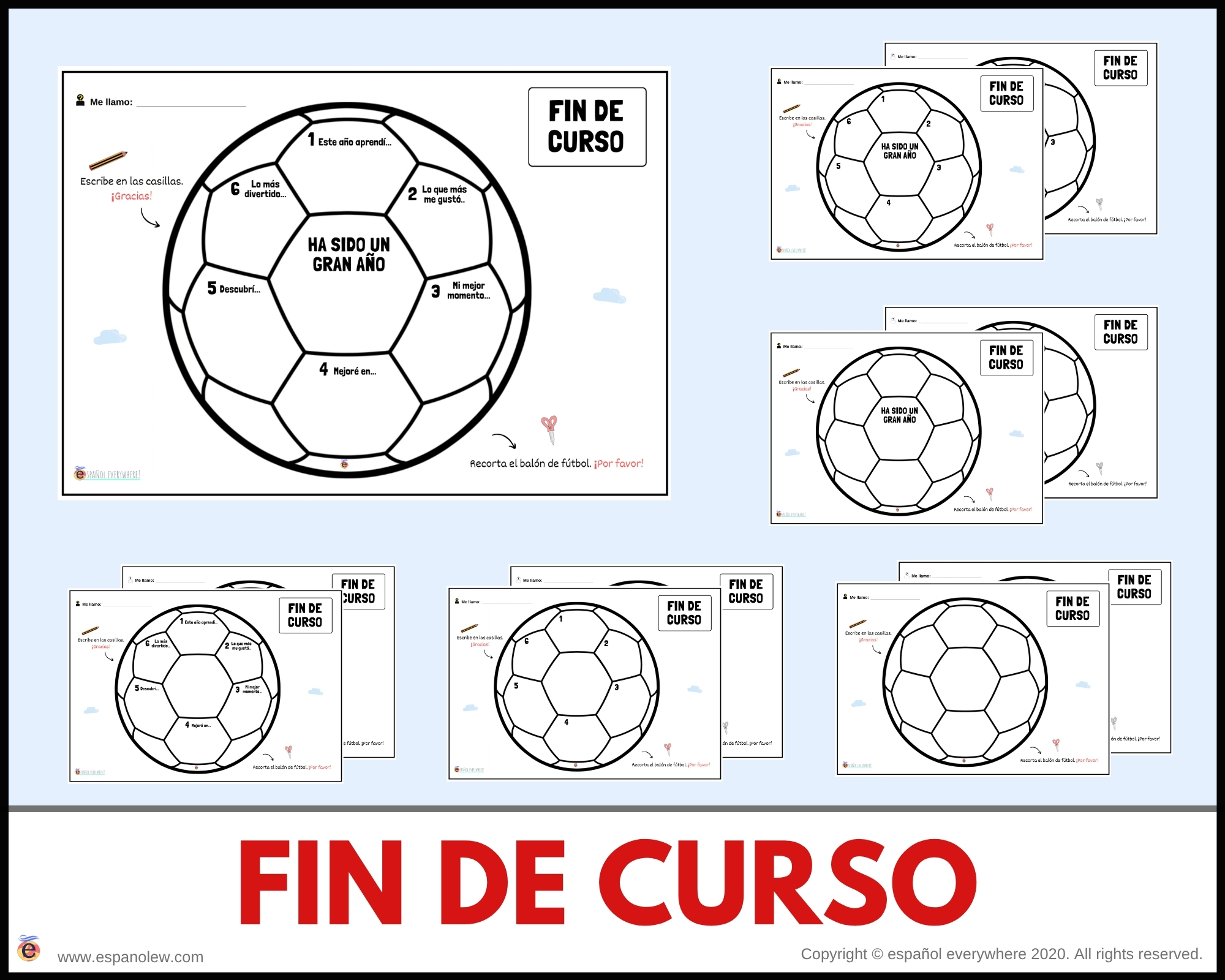 Materiales de fútbol para la clase de español ELE en Primaria Expresión oral, vocabulario, gramática, conjugación de verbos, países hispanohablantes, Mundial y actividades manipulativas (58)