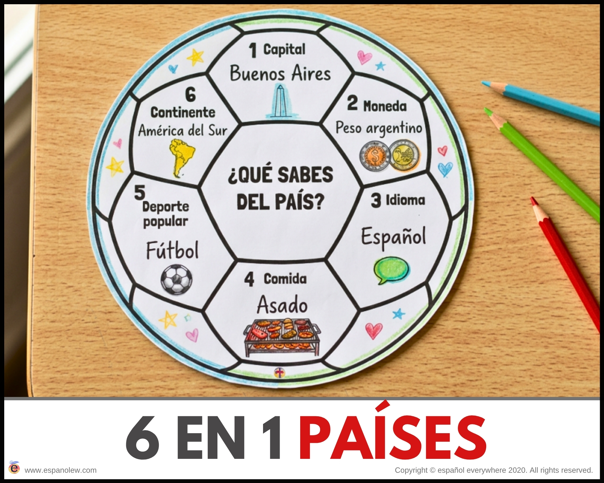 Materiales de fútbol para la clase de español ELE en Primaria Expresión oral, vocabulario, gramática, conjugación de verbos, países hispanohablantes, Mundial y actividades manipulativas (63)