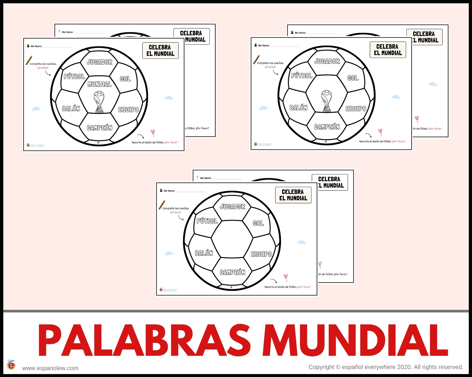 Materiales de fútbol para la clase de español ELE en Primaria Expresión oral, vocabulario, gramática, conjugación de verbos, países hispanohablantes, Mundial y actividades manipulativas (66)