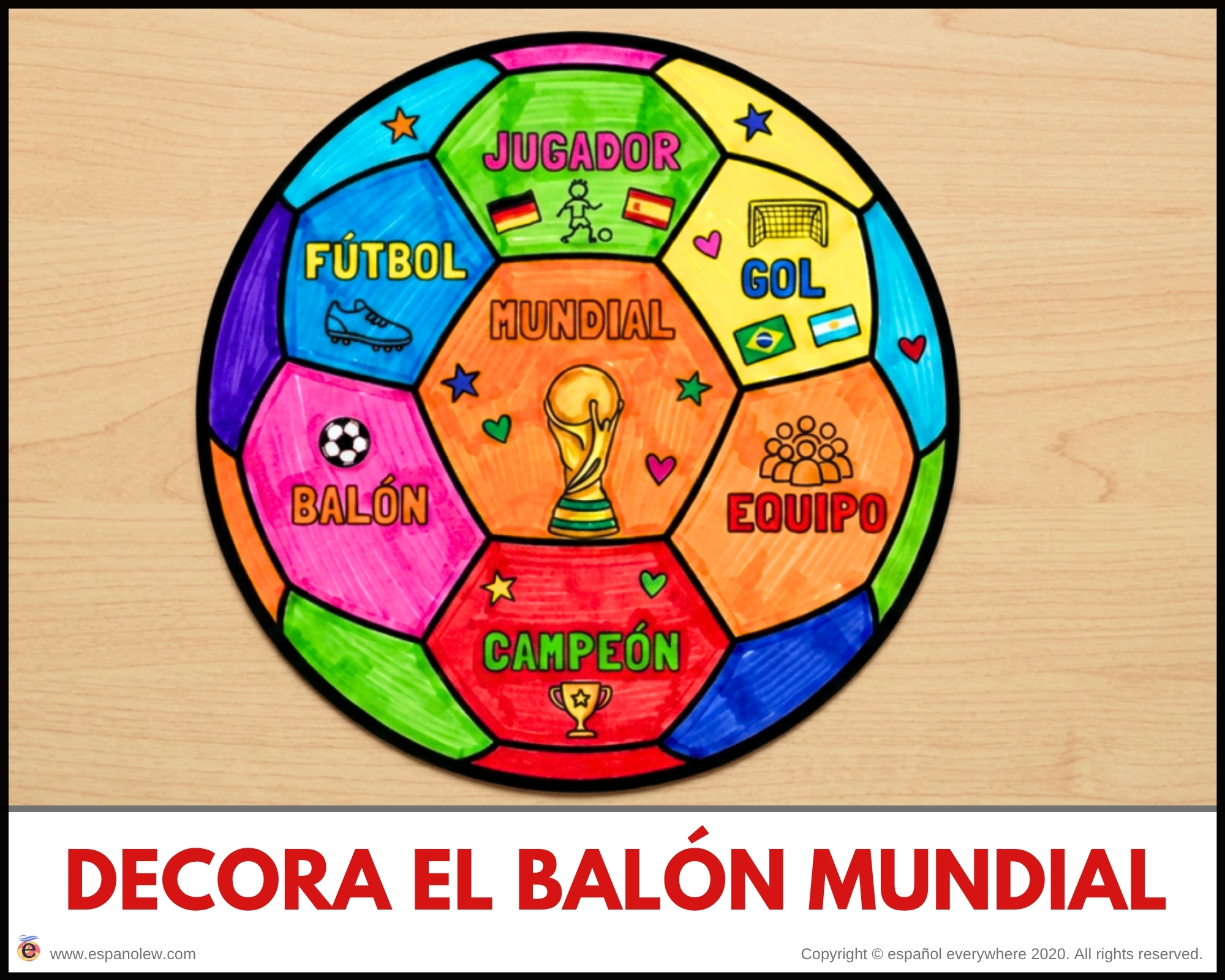 Materiales de fútbol para la clase de español ELE en Primaria Expresión oral, vocabulario, gramática, conjugación de verbos, países hispanohablantes, Mundial y actividades manipulativas (87)