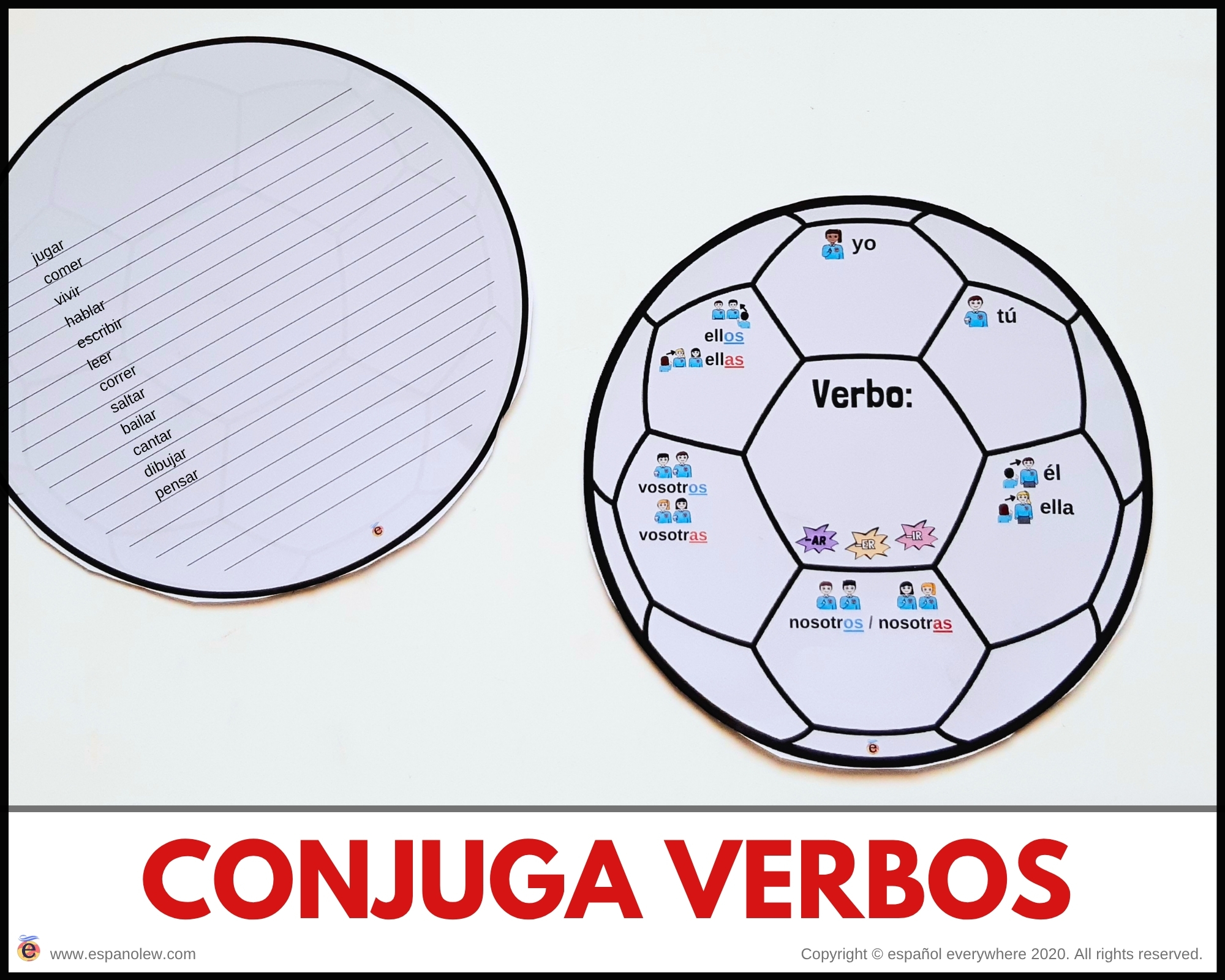 Materiales de fútbol para la clase de español ELE en Primaria Expresión oral, vocabulario, gramática, conjugación de verbos, países hispanohablantes, Mundial y actividades manipulativas (89)