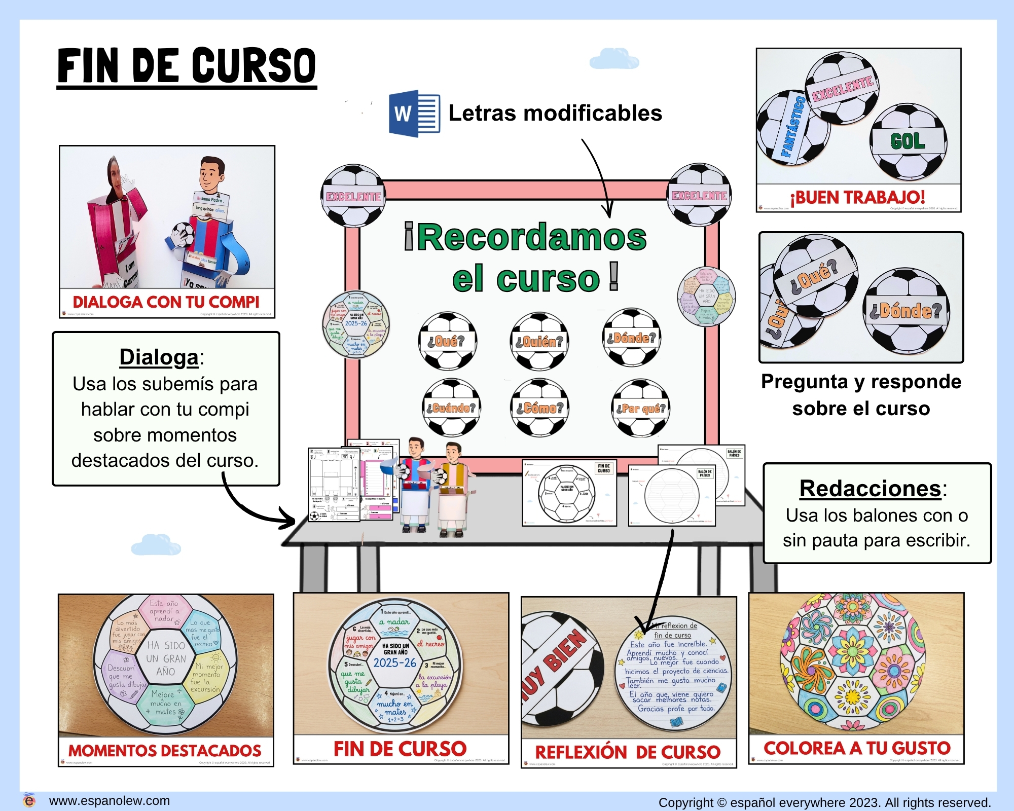 Materiales de fútbol para la clase de español ELE en Primaria Expresión oral, vocabulario, gramática, conjugación de verbos, países hispanohablantes, Mundial y actividades manipulativas (9)