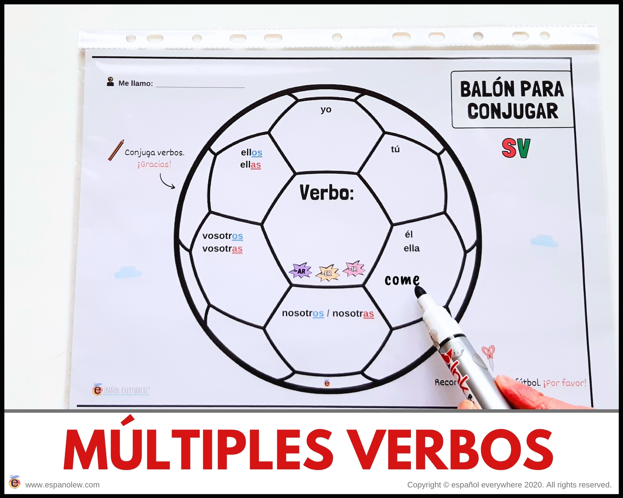 Materiales de fútbol para la clase de español ELE en Primaria Expresión oral, vocabulario, gramática, conjugación de verbos, países hispanohablantes, Mundial y actividades manipulativas (94)